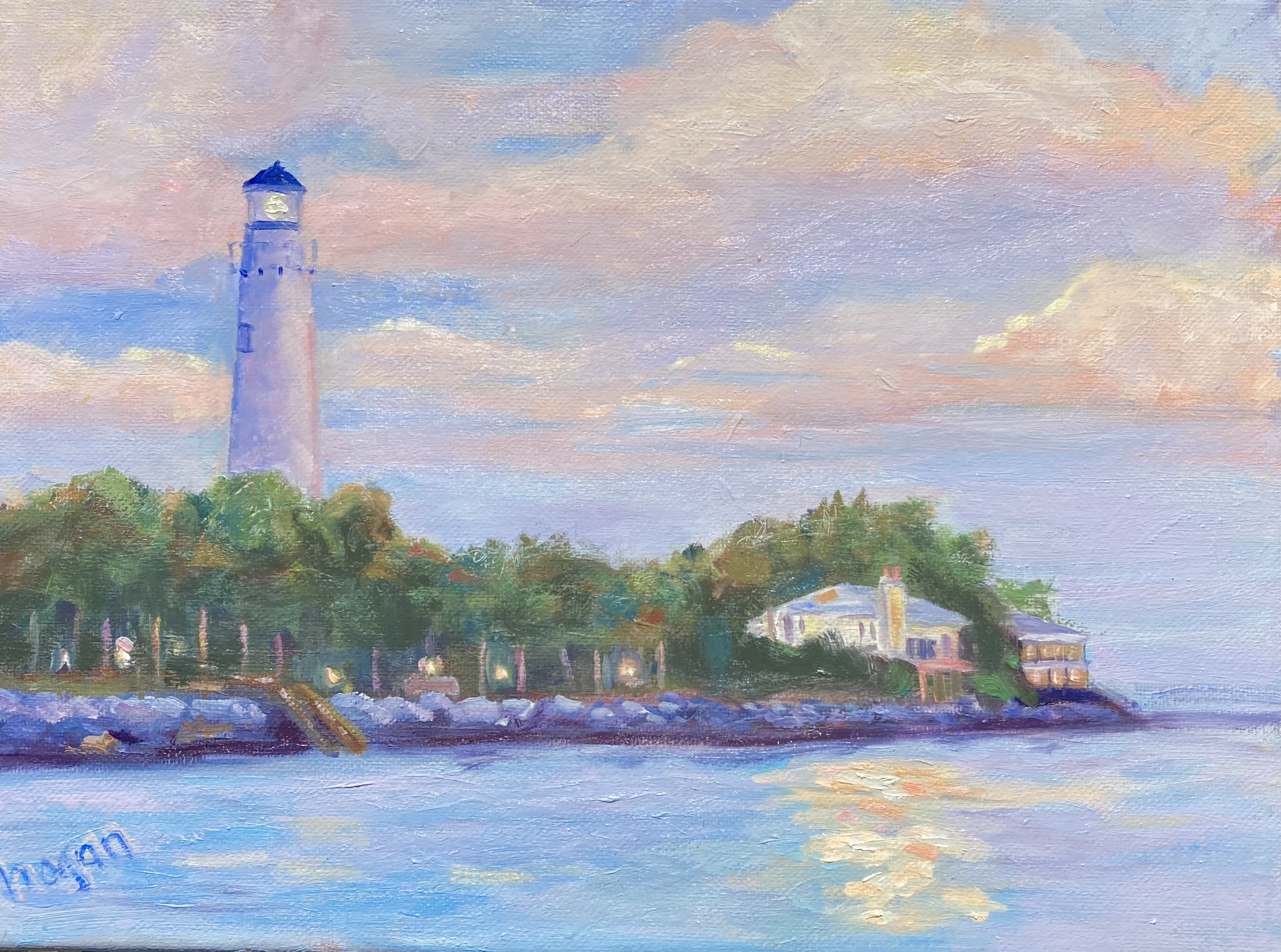 <em>SSI Lighthouse Dusk</em><span>oil</span><span>8x10</span><span>sold</span>