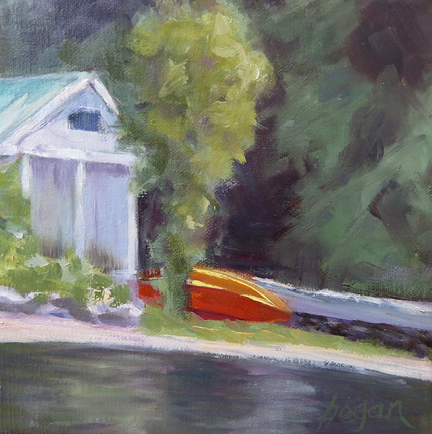 <em>Orange Kayak</em><span>oil on canvas</span><span>6 x 6</span><span>$90</span>